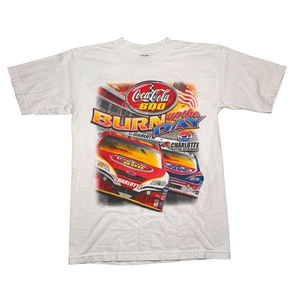 Bay Side Coca-Cola 600 Charlotte Speedway Racing T-Shirt Men Med White Made USA